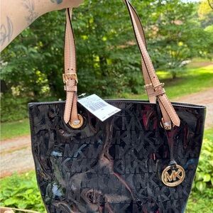Michael Kors Black and Tan Tote Bag